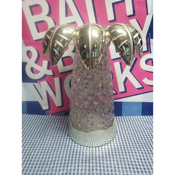 BBW Water Globe Palm Tree Large 3 Wick Candle Holder / Pedestal Home Decor - Picture 2 of 4